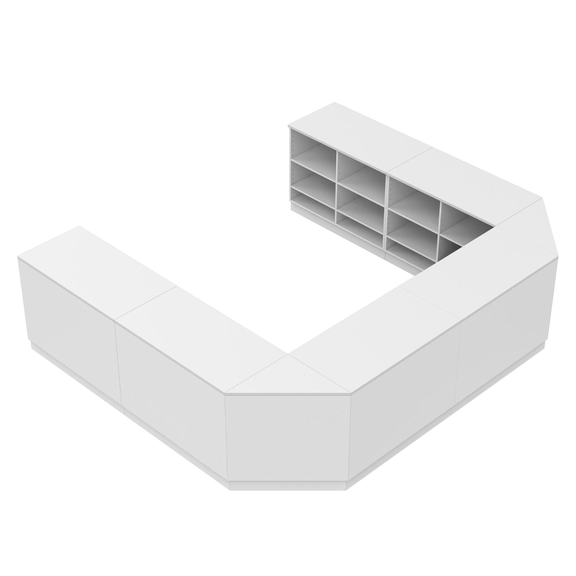 Bancone vendita a forma di U, bianco 300x360