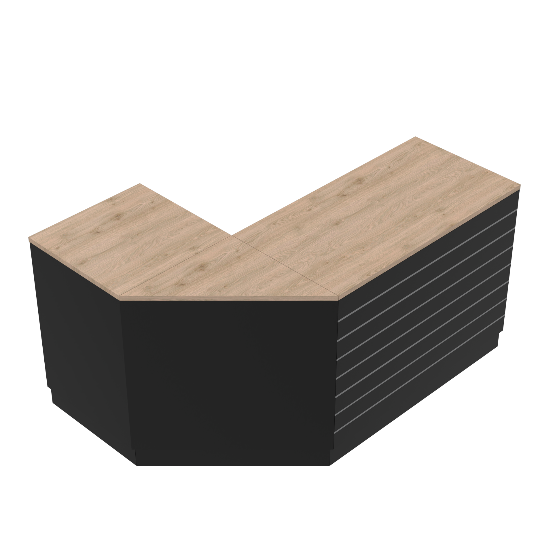 Sale counter l-shape, black/black/oak 180x120