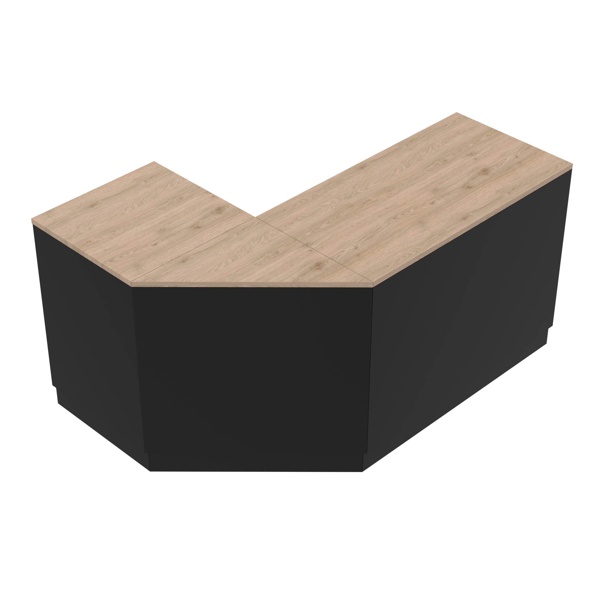 Sale counter l-shape, black/black/oak 180x120